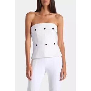 CUSHNIE ET OCHS Coco White Peplum Studded Corset Style Top Strapless Sz 4